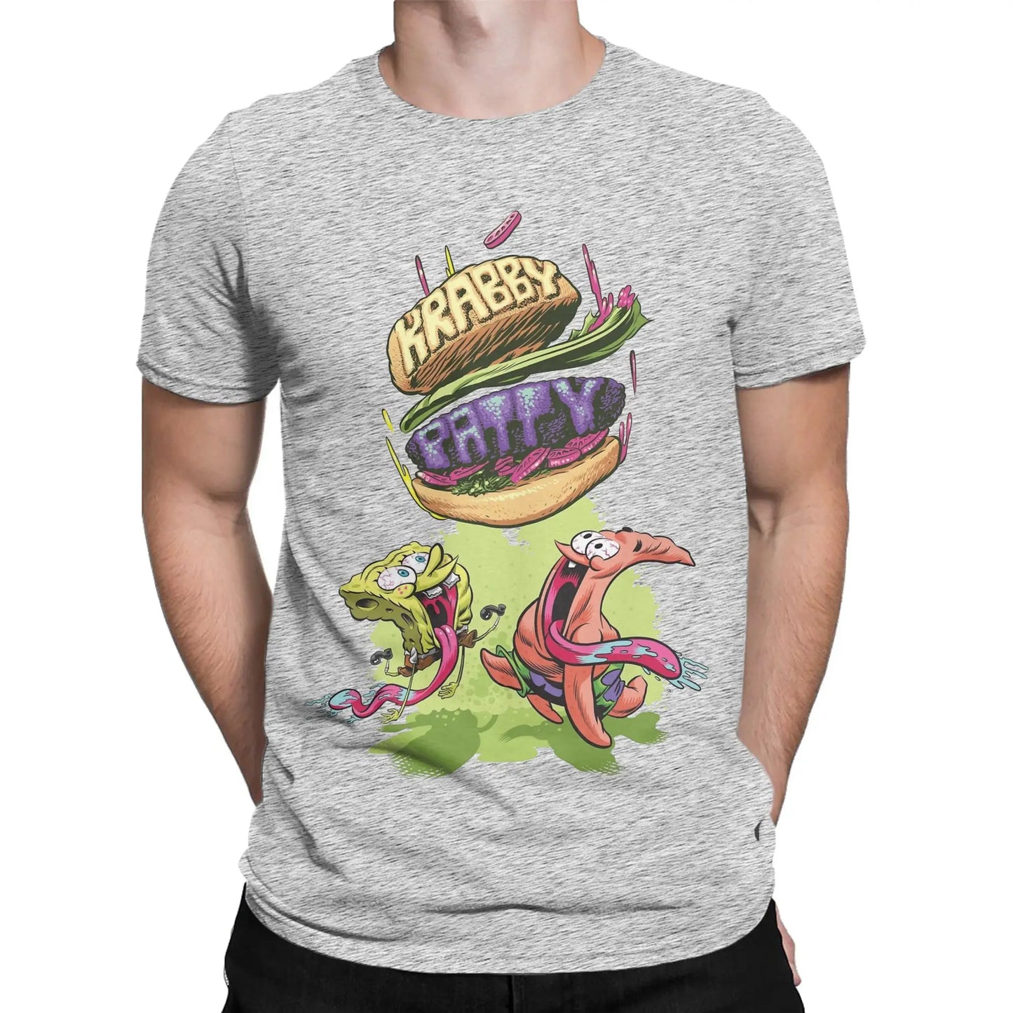 T-shirt Divertente SpongeBob Patrick Krabby Patty – Un Tocco di Allegria per il Tuo Stile Estivo!