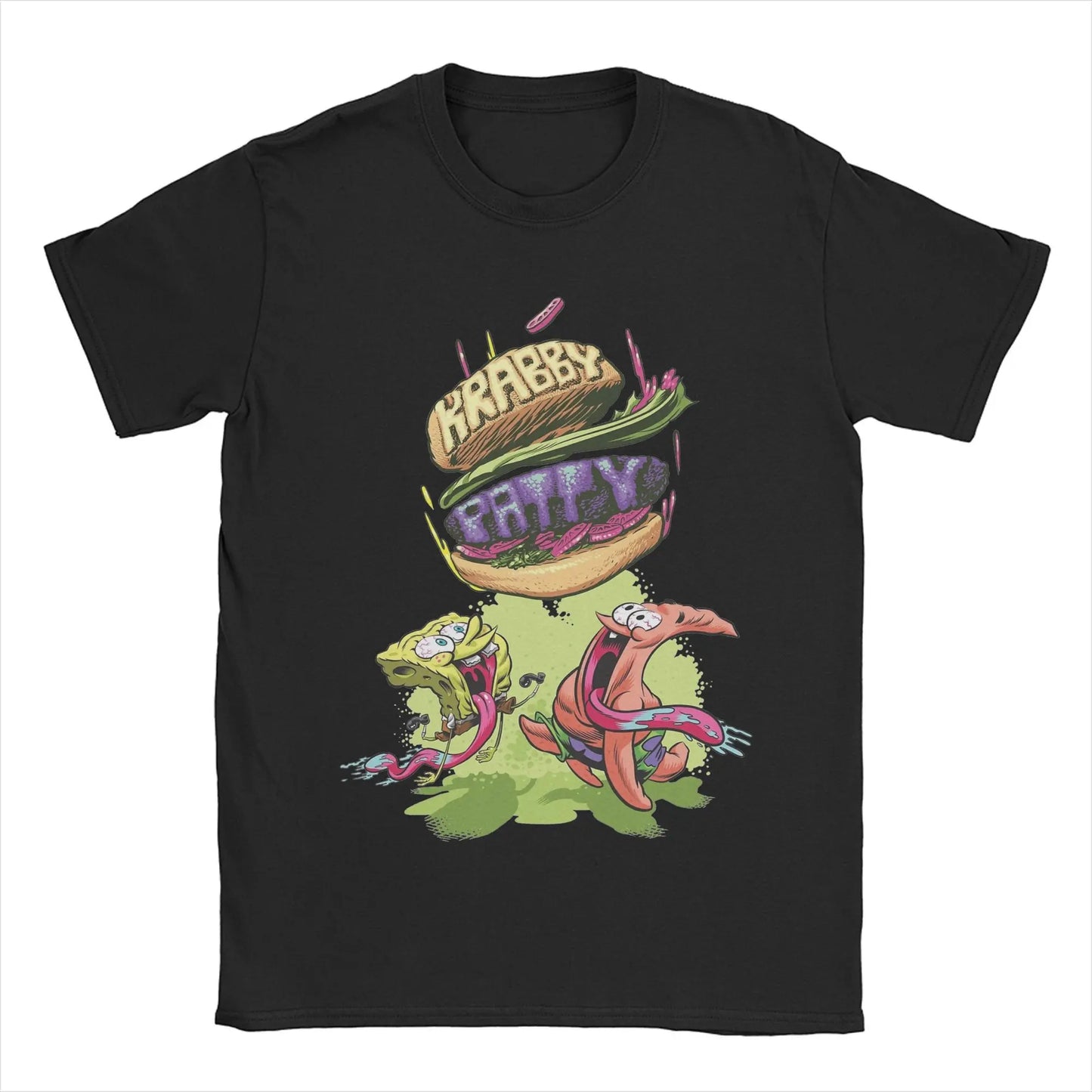T-shirt Divertente SpongeBob Patrick Krabby Patty – Un Tocco di Allegria per il Tuo Stile Estivo!