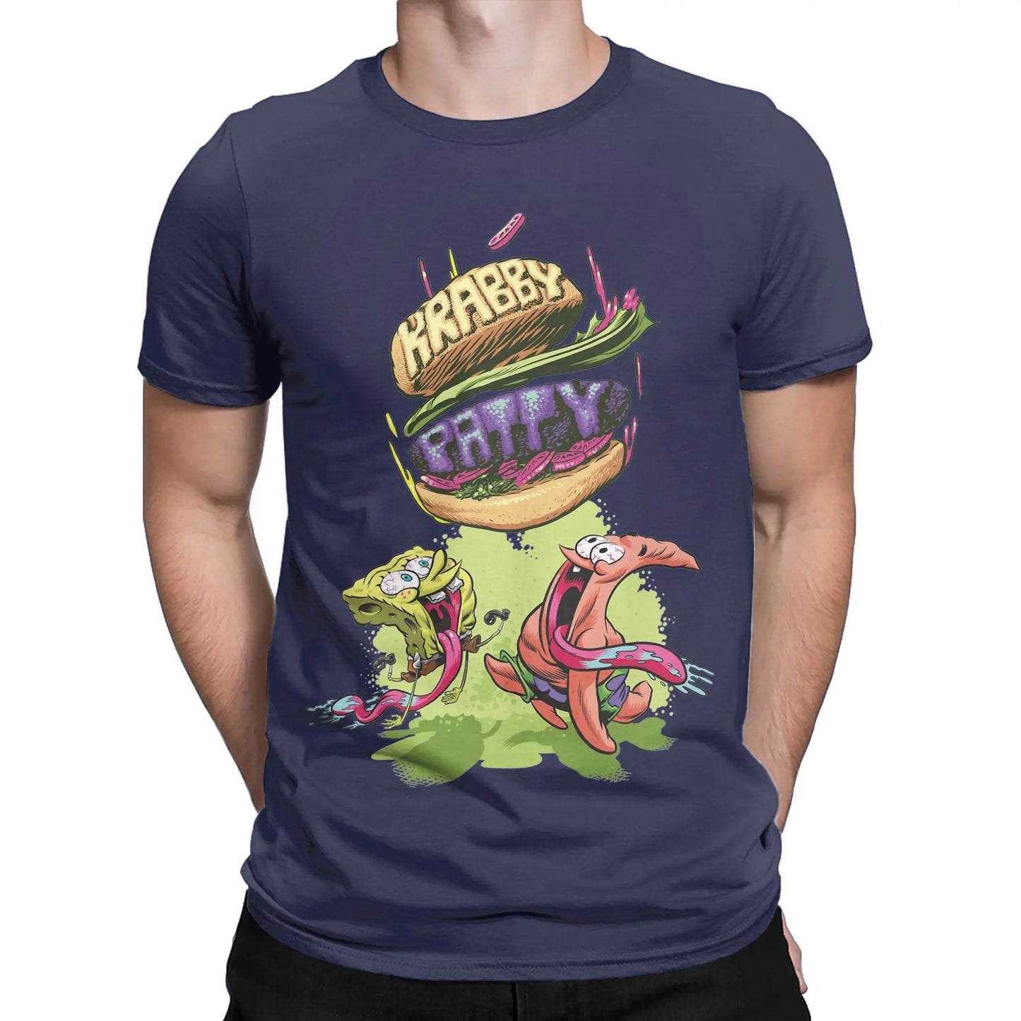 T-shirt Divertente SpongeBob Patrick Krabby Patty – Un Tocco di Allegria per il Tuo Stile Estivo!