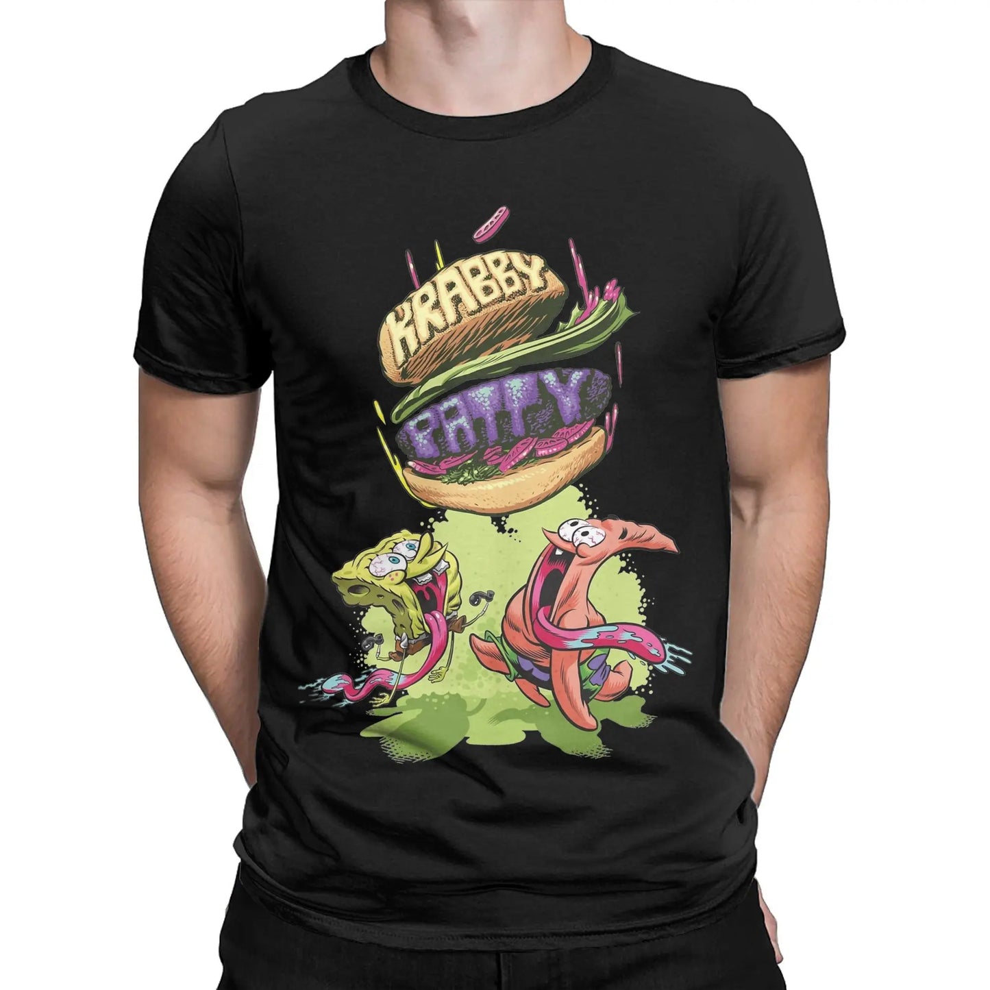 T-shirt Divertente SpongeBob Patrick Krabby Patty – Un Tocco di Allegria per il Tuo Stile Estivo!