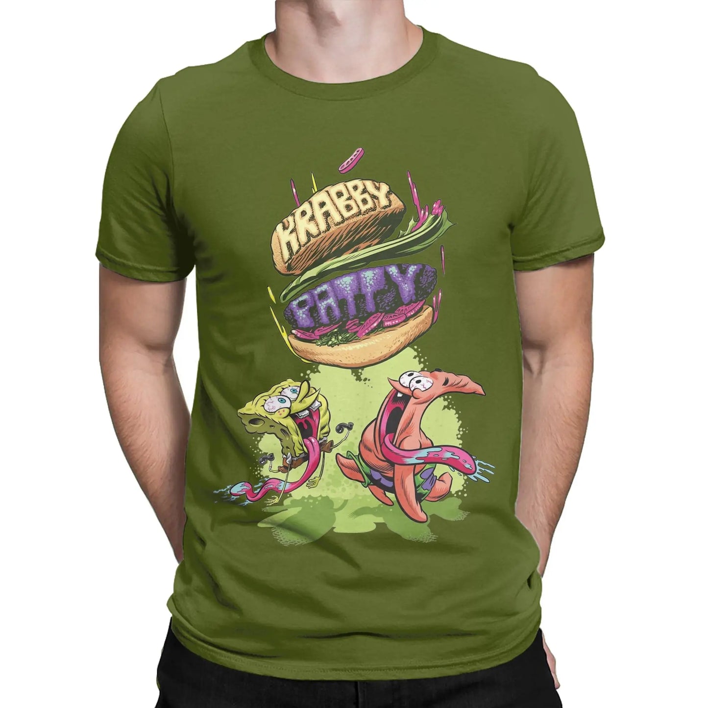 T-shirt Divertente SpongeBob Patrick Krabby Patty – Un Tocco di Allegria per il Tuo Stile Estivo!