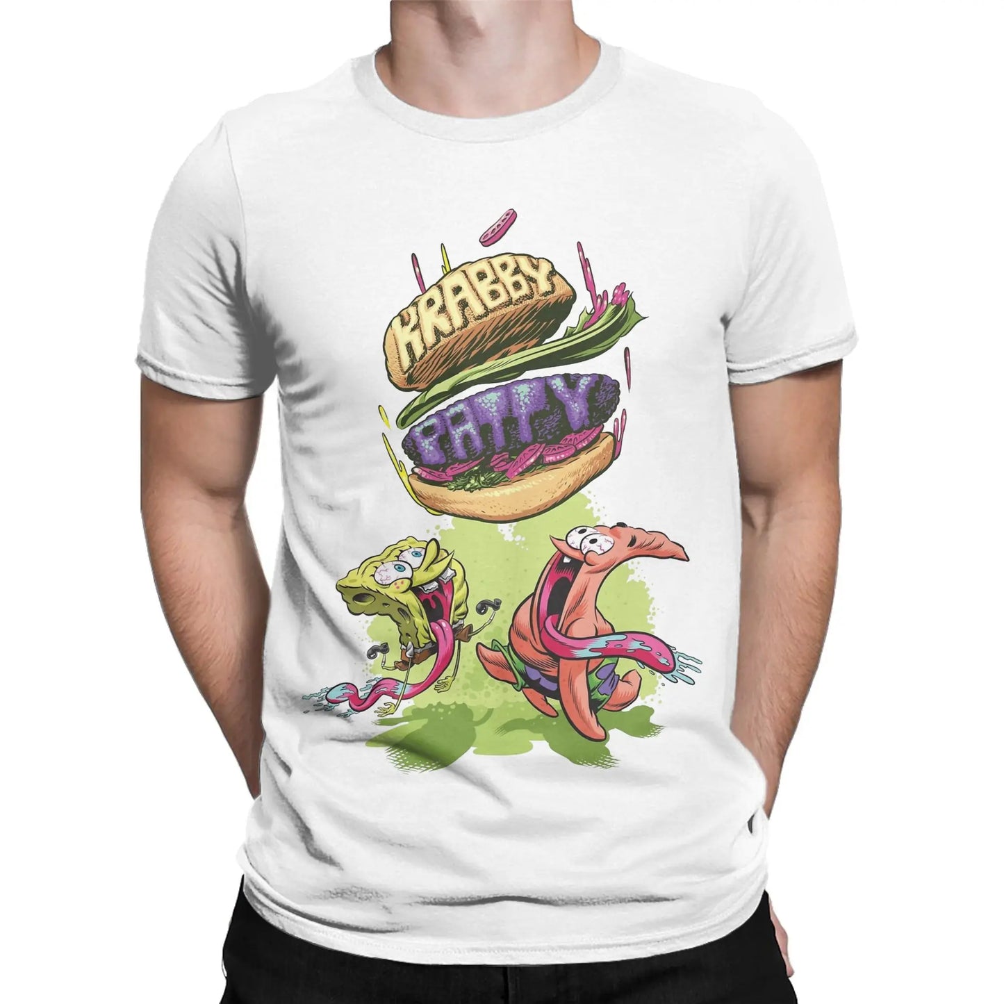 T-shirt Divertente SpongeBob Patrick Krabby Patty – Un Tocco di Allegria per il Tuo Stile Estivo!