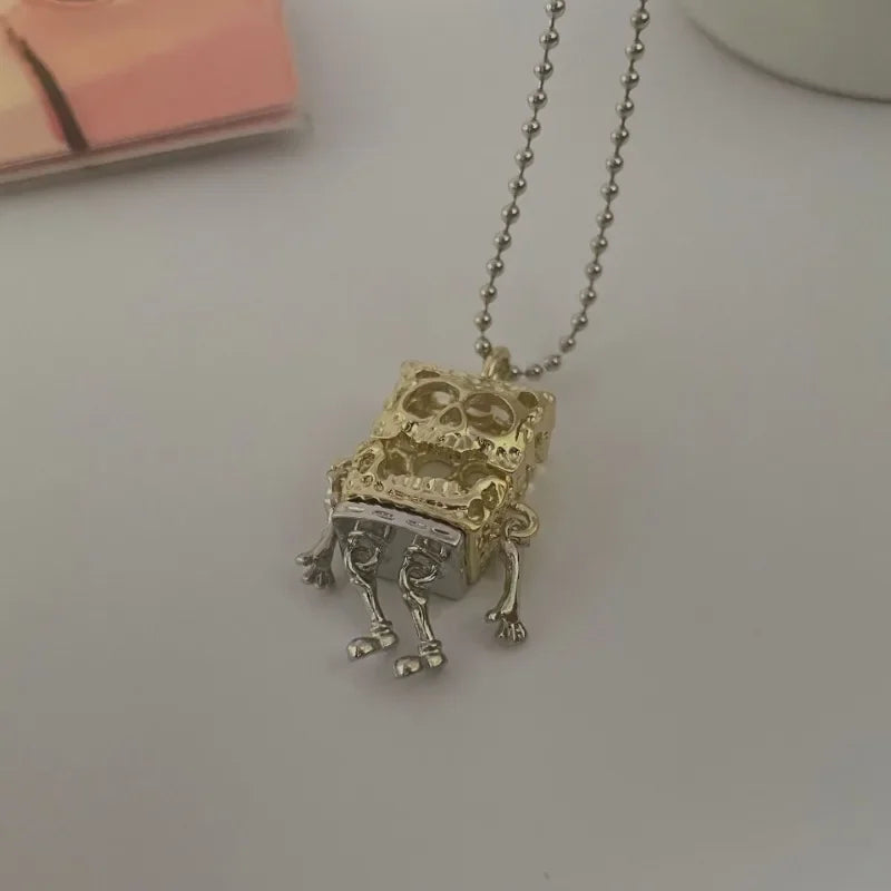 Collana SpongeBob Scheletro β Stile Gothic & Punk per un Look Unico!