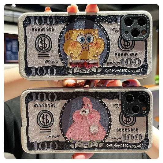 Custodia iPhone SpongeBob e Patrick – Protezione Stile Anime con Porta Soldi, Perfetta per Fan!