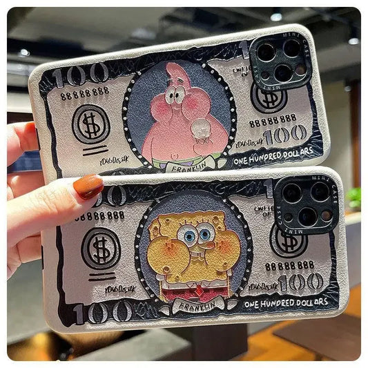 Custodia iPhone SpongeBob e Patrick – Protezione Stile Anime con Porta Soldi, Perfetta per Fan!